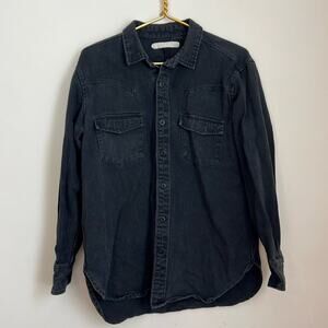 Authentic Off-White Mens Black Denim Button Down Shirt